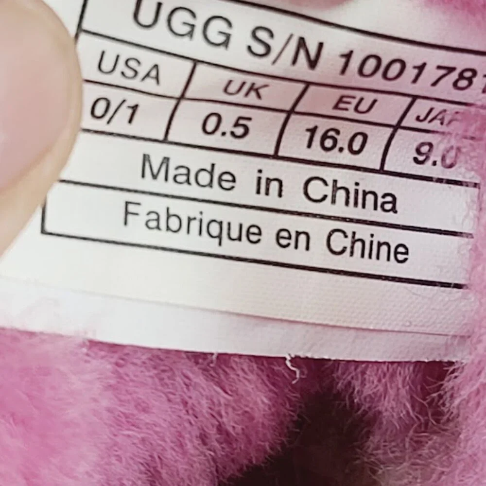 UGG Girl's Pink Cassie Leopard Print Suede Fur Classic Ankle Winter Boot Sz 0/1